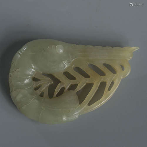 A Carved Hetian Jade Shrimp