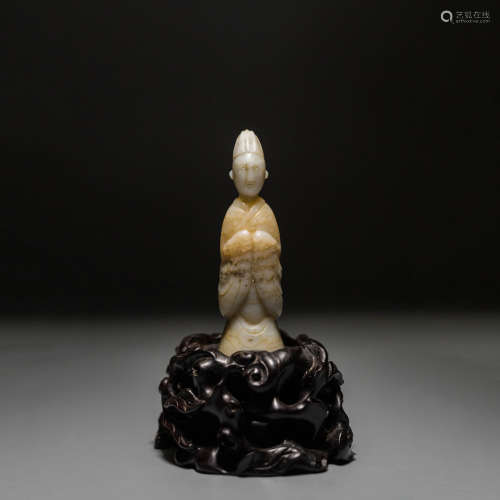 A Carved Jade Figure Pendant, with Some Cracks on Body