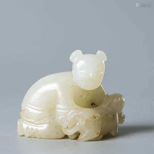 A Carved Hetian White Jade Figure of A Boy