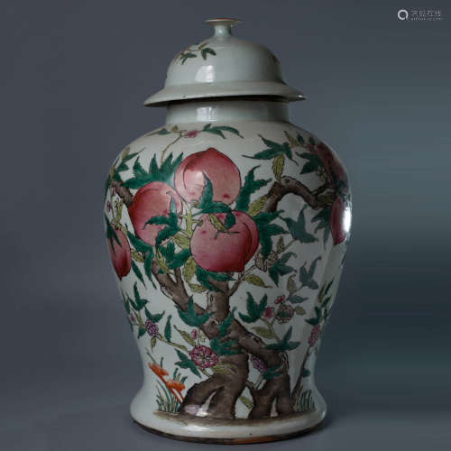 A Famille Rose Peaches Jar And Cover