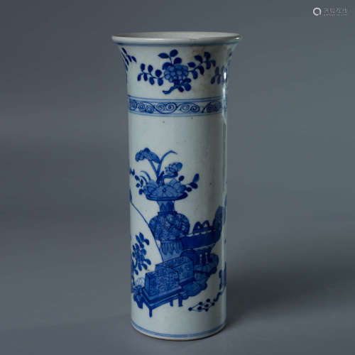 A Blue And White Furnishings Beaker Vase