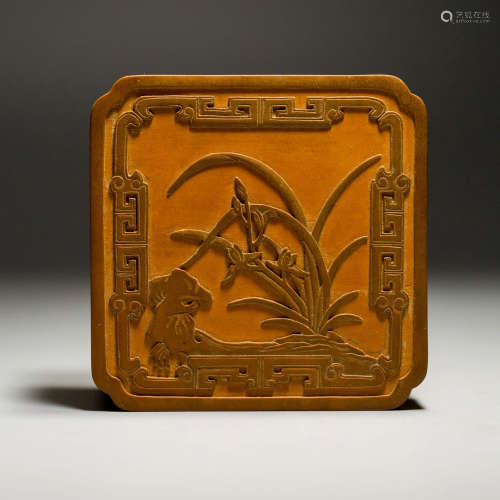 A Carved Tabasheer Orchid Seal Box And Cover