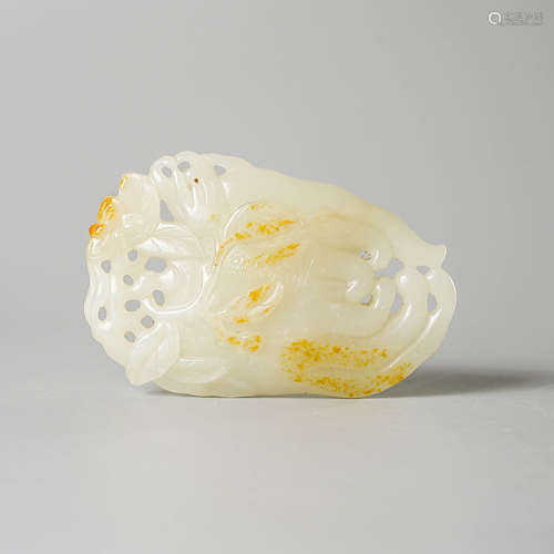 A Carved Hetian White Jade Buddha’ Hand Citron Plaque