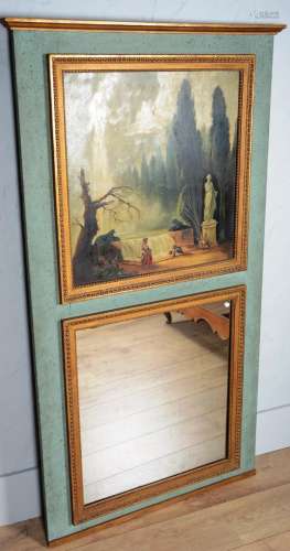 Trumeau de cheminée de style Louis XVI à décor d'un miroir e...