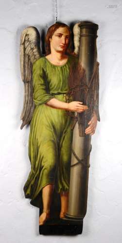 Peinture polychrome d'un ange en bois.Angleterre, époque vic...