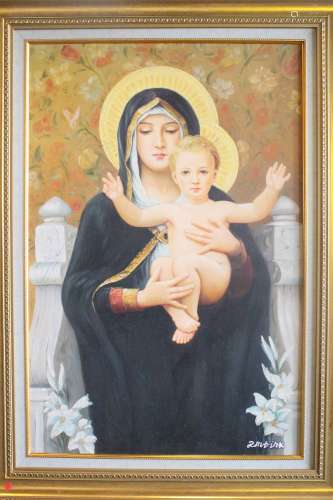 欧洲油画《圣母送子》
