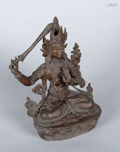 Divinité Hindoue, sculpture en cuivre, assise en posture de ...