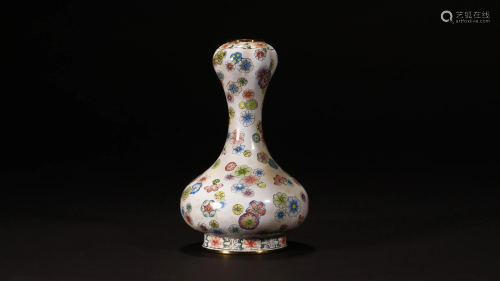 Cooper with Enamel Flower Garlic-shaped Vase