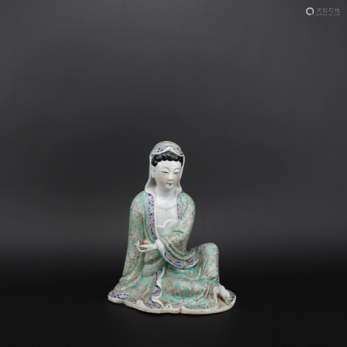 A Famille Rose Statue of Guanyin