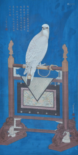 A Chinese Scroll Painting By Lang Shining