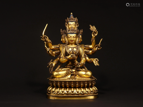 A Cooper and Gilding Statue of Buddha