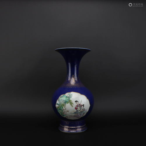 Blue Glazed Figure Yuhuchun Vase