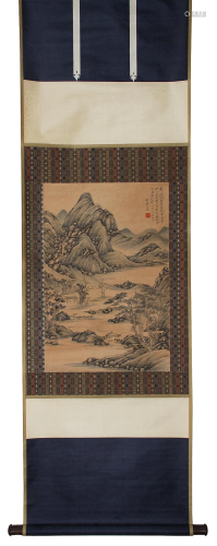 A Chinese Scroll Painting By Ni Zan