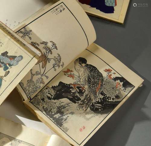 日本--明治时期（1868-1912年百鸟朝凤Kitino Umieryo的彩色版画集...