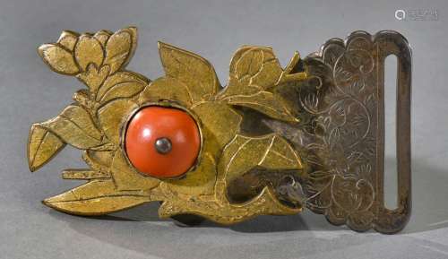 日本--安土桃山时代（1573-1603年仿葡式腰带银带扣，镀金