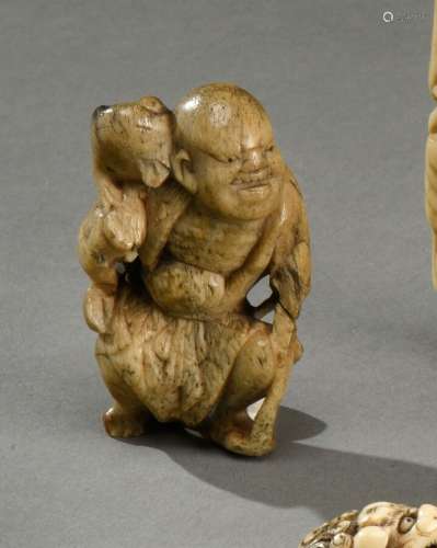 日本-江户时代(1603-1868)鹿木网介，刘海肩上扛着一只三脚蟾蜍。18...