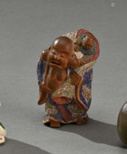 日本，佐贺派-明治时期（1868-1912）。多色漆木网架，宝鼎站着，里面有...