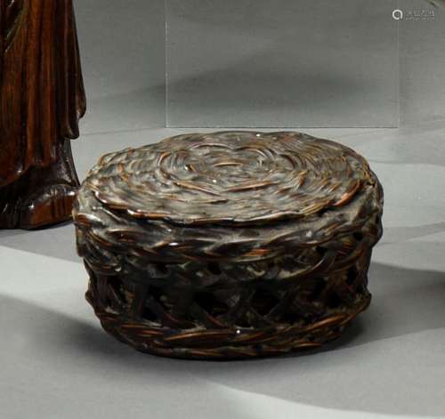 中国 - 17世纪竹编清漆圆盖箱H.5厘米--9厘米
