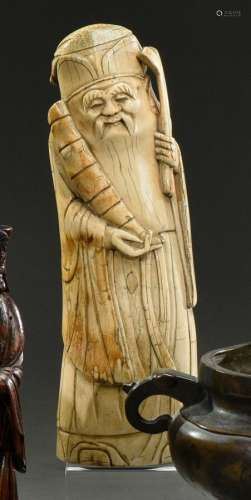 中国--明朝时期 (1368-1644)老圣人，大雕象牙题材。16世纪晚期H.28...