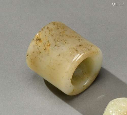 中国 - 约1900年羊脂玉韘H.4厘米----4厘米