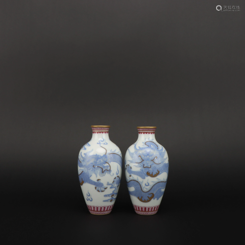 Pairs of Enamel Dragon Vase