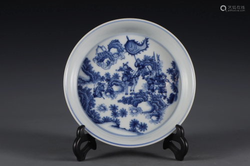 Blue and White Figure Plate