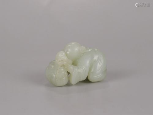 Hetian Jade Boy Playing and Swan Ornaments