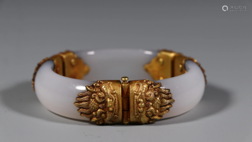 Agate Dragon Bracelet with Gold