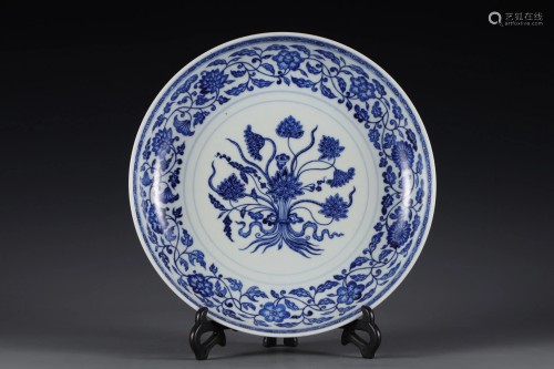 Blue and White Flower Plate