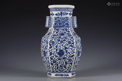 Blue and White Flower Vase