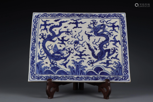 Blue and White Dragon Porcelain Board