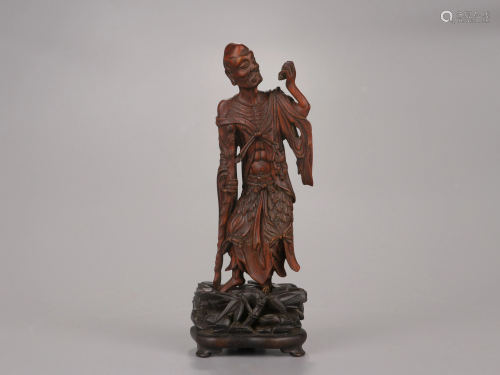 A Bamboo Carving Statue of Arhat