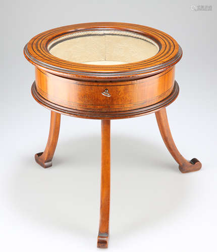 A SMALL EDWARDIAN INLAID SATINWOOD BIJOUTERIE