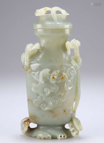 A CHINESE JADE VASE AND COVER