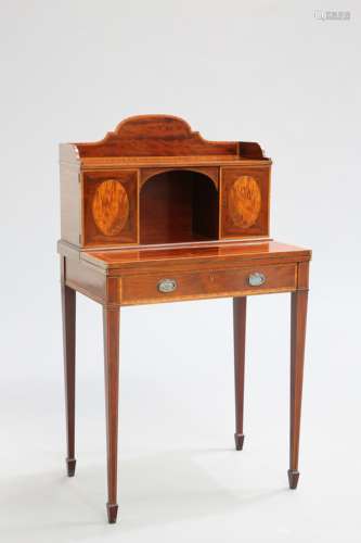 A FINE SATINWOOD BANDED MAHOGANY BONHEUR DU JOUR