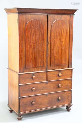 A MAHOGANY PRESS CUPBOARD