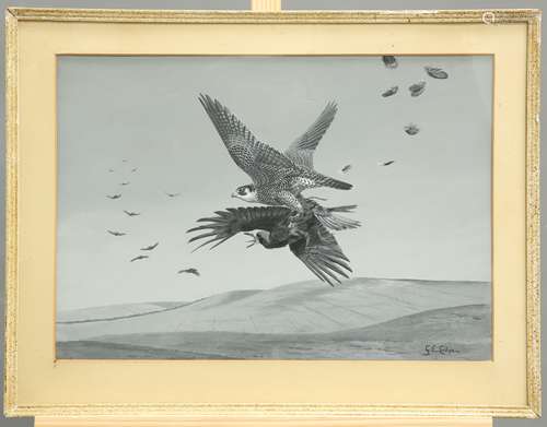 GEORGE EDWARD LODGE (1860-1954), PEREGRINE FALCON CAPTURING ...