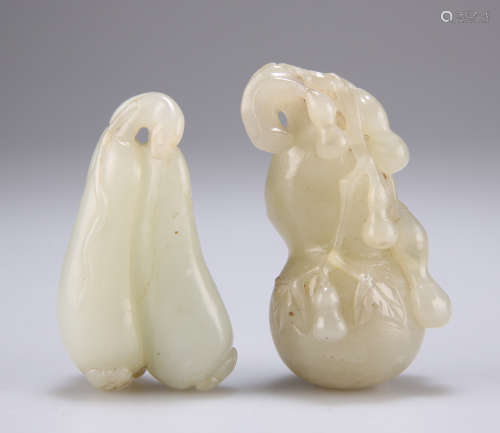 TWO CHINESE JADE FRUIT CARVINGS