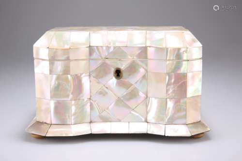 A 19TH CENTURY MOTHER OF PEARL TWO DIVISION TEA CADDY