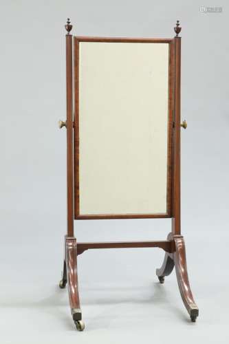 AN EARLY 19TH CENTURY MAHOGANY CHEVAL MIRROR