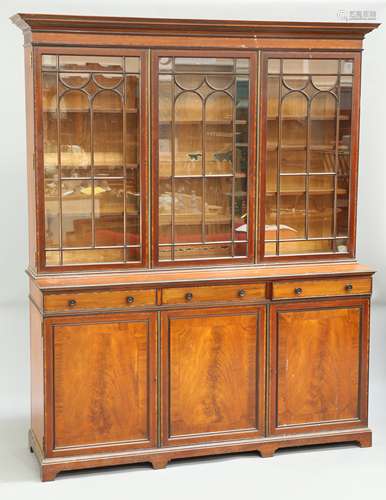 A LATE VICTORIAN INLAID MAHOGANY LIBRARY BOOKCASE, BY MAPLE ...