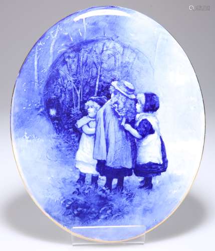 A ROYAL DOULTON BLUE AND WHITE CHILDREN SERIES WALL PLAQUE