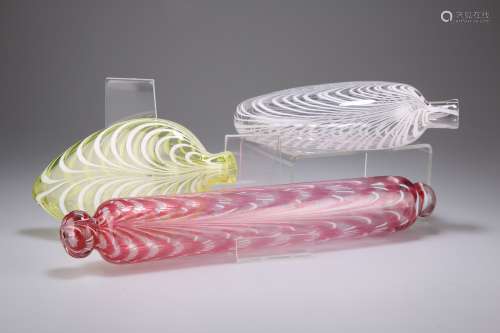 A NAILSEA PINK GLASS ROLLING PIN