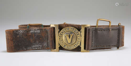 AN OTHER RANKS' PATTERN BROWN LEATHER WAIST BELT WITH BRASS ...