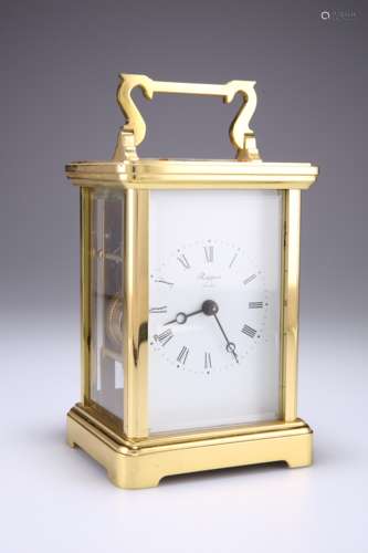 A LARGE BRASS CASED CARRIAGE CLOCK, SIGNED RAPPORT, LONDON