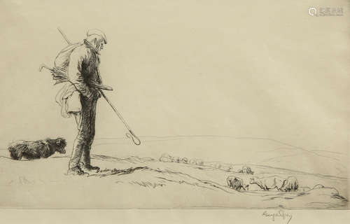 GEORGE SOPER (1870-1942), ‘SOUTH DOWN SHEPHERD’, signed in p...