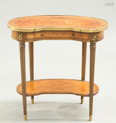 A SMALL FRENCH BURR WOOD AND CROSSBANDED RENIFORM SIDE TABLE