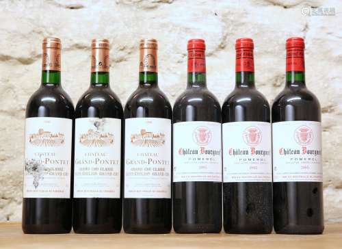 6 BOTTLES MIXED LOT FINE MATURE CLASSIFIED ST EMILION AND PO...