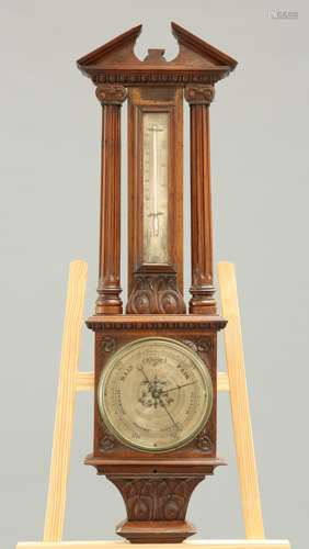 A VICTORIAN MAHOGANY BAROMETER