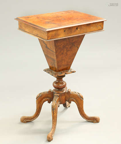 A VICTORIAN BURR WALNUT WORK TABLE